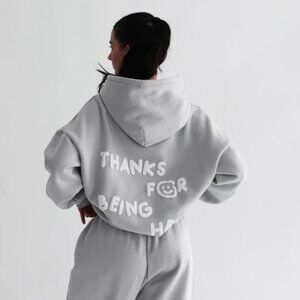 Drmers Club - Thanks For Being Here Hoodie - Light Grey (NWT)